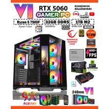 Zeiron Rampage LCD X55 💎 Ryzen 5 7500F Ddr5 32GB 5600MHZ Ram 1tb M.2 Nvme SSD 8gb Gddr7 RTX5060 Sıvı Soğutmalı Premium Oyuncu Masaüstü Bilgisayarı