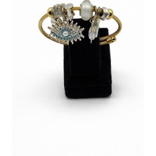 Pangu Nazar Göz Figürlü, Turkuaz Altın Renk Çelik Charm Bileklik