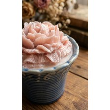 My Balli Store Pembe Simli Şakayık Şekilli Seramik Soya Mum