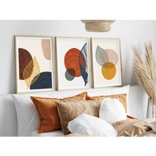 Huhuli Ahsap Cerceveli Minimalist 3’lu Tablo