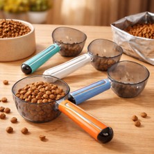 Tüylü Tezgah Klipsli Ölçekli Şeffaf Başlıklı 180ML Kapasiteli Kedi Köpek Mama Ölçüm Kaşığı Küreği Kedi ve Köpekler Için Mama Ölçüm Kaşığı