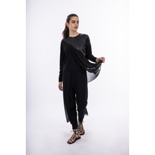 By Özlem Yazan Parçalı Deri Detaylı Kadın Bluz