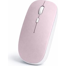 Sneezy Minimal Tasarımlı Kablosuz Mouse Bluetooth Bağlantı Şarjlı USB Dongle Destekli Hafif ve Şık - Pembe