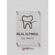 Dijidepo Firmaya Özel Diş Hekimi Kapı Tabelası - Şeffaf Pleksi Uv Baskılı Diş Kliniği Ofis Levhası
