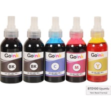 Goink Goınk Brother BTD100 Uyumlu 2 Adet Siyah + 3 Renkli (5'li Tam Set) Mürekkep - 5X100ML
