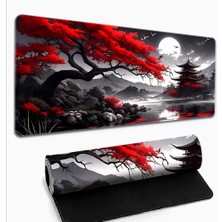 Sge Teknoloji 70X30 cm Kırmızı Ağaç ve Yakamoz Kaydırmaz Taban Speed Yüzey Oyuncu Mouse Pad Gaming