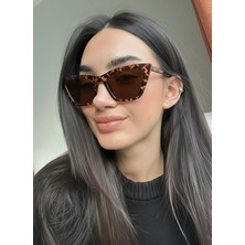 Funeyes Lille Leopar Mavi Camlı Oval Elips Trend Model Güneş Gözlüşü 58 18 145 ( Orta - Büyük)