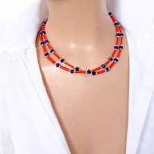 Sinem Şanlı Atelier Uzun Cam ve Kristal Boncuklu Altın Kaplama Çok Amaçlı Gözlük Askısı Çift Kullanımlı Kolye