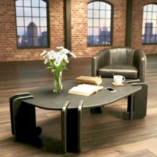 Praktura Cell Doğal Ahşap Siyah Orta Sehpa Doğal Siyah Ahşap