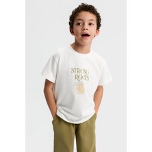 Nk Erkek Çocuk Strong Tshirt 4-8 Yaş Ekru-Yeşil