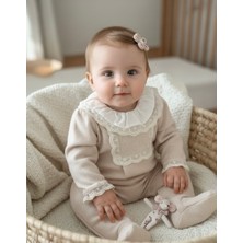 Florije Baby Dantelli Kız Bebek Tulum – Pudra & Somon
