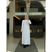 By Özlem Yazan Pamuk Penye Basic Uzun Kollu Bol Kesim Kadın Elbise