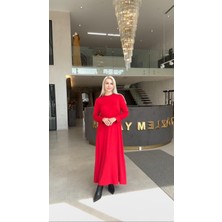 By Özlem Yazan Pamuk Penye Basic Uzun Kollu Bol Kesim Kadın Elbise