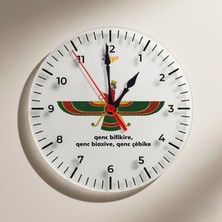 Zerya Ahura Mazda Temalı Kürtçe Qenç Bifikire Yazılı Duvar Saati