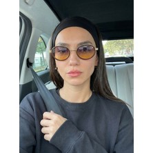 Funeyes Max Oval Mat Kahverengi  Çerçeve  Metal Elips Küçük Yüzler Için Güneş Gözlüğü