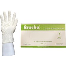 Broche Lateks Pudrasız Muayene Eldiveni S Beden 100 Adet