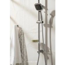 İsaoğlu Yapı Duş Sistemi Kare Modern Tasarım Gümüş Renk Sürgülü Banyo Duş Seti Duş Başlığı