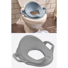 Klozet Kapağı Adaptörü Renkli Çocuk Tuvalet Eğitimi Alıştırma Oturağı Gri Renkli Ergonomik Tasarım