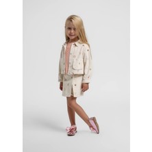 Escabel Kız Bebek Çicek Baskılı Şort Etek 1-5 Yaş Krem