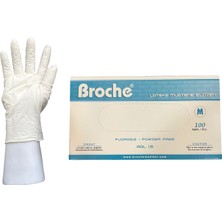 Broche Lateks Pudrasız Muayene Eldiveni M Beden 100 Adet