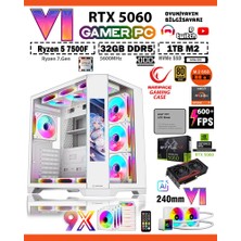 Zeiron Rampage LCD X60 White 💎 Ryzen 5 7500F Ddr5 32GB 5600MHZ Ram 1tb M.2 Nvme SSD 8gb Gddr7 RTX5060 Sıvı Soğutmalı Premium Oyuncu Masaüstü Bilgisayarı