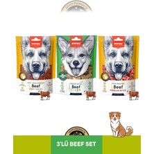 Wanpy Jerky Gerçek Biftek Fileto & Marbled Ödül Et Parçaları 100 gr & Kurutulmuş Gerçek Dana Ciğeri 40 gr Köpek Ödül Maması Seti