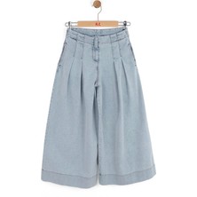 Nk Kız Çocuk Pileli Denim Pantolon 8-14 Yaş Açık Mavi
