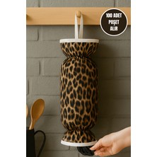 PremiumPort Çift Taraflı Lastikli Poşet Organizeri, Mutfak Düzenleyici, Leopar Desenli