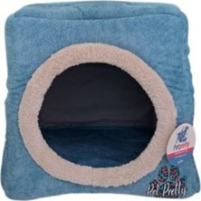 Feyza Design Rahat ve Şık Çok Fonksiyonlu Mavi Kedi Köpek Yatağı 42X42X23CM