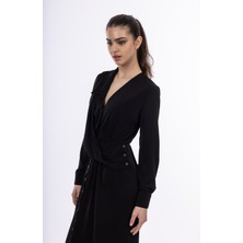 By Özlem Yazan Tek Yakalı Aller Detaylı Kadın Elbise