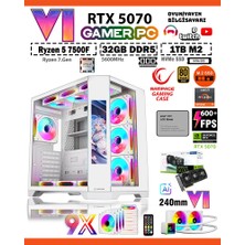 Zeiron Rampage LCD X70 White 💎 Ryzen 5 7500F Ddr5 32GB 5600MHZ Ram 1tb M.2 Nvme SSD 12GB Gddr7 RTX5070 Sıvı Soğutmalı Premium Oyuncu Masaüstü Bilgisayarı