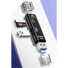 Gampus 5 In 1 USB 2.0 Tip C/usb/mikro Usb/tf/sd Bellek Kart Okuyucu Otg Kart Okuyucu Adaptörü