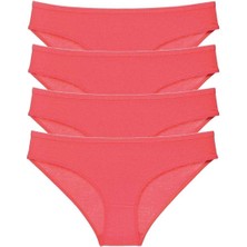 4 Adet Süper Eko Set Likralı Kadın Slip Külot Kırmızı