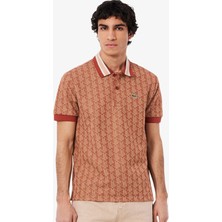 Lacoste Classic Fit Monogram Polo T-Shirt Erkek Polo Yaka Tişört Kiremit