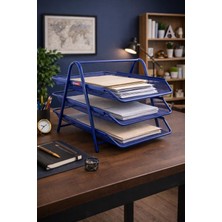 Bigpoint Metal Perfore Evrak Rafı 3’lü Mavi – BP413-35