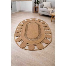 Bedişcim El Yapımı Jüt Halı – Doğal Hasır Görünümlü, Oval Tasarım