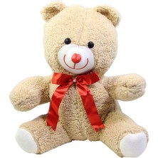 Dekorsende Peluş Ayı Kırmızı Kurdeleli Açık Kahve 40 cm