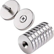 Eco Lounge 50 Adet 25X10/5X5,5 mm Neodyum Mıknatıs Havşa Delikli Magnet Vida Atılabilir N35 Nikel Paslanmaz