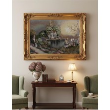 Believe Göl Evi Jakarlı Dokuma Goblen Dekoratif Çerçevesiz Pano Tablo 70*100
