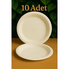 Ekolojik Ambalaj Doğa Dostu Organik Mısır Nişastası Tabak 21 cm 10 Adet