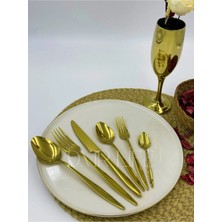  Yakut Titanyum Gold 18 Parça Çatal Kaşık Bıçak Takımı (Yemek Grubu)