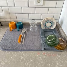 Kirazev Tabak Standlı Bulaşık Kurutma Matı Mikrofiber Bulaşıklık Katlanabilir Bulaşıklık