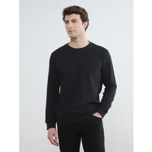 LC Waikiki Lcwaıkıkı Classic Siyah Bisiklet Yaka Erkek Sweatshirt