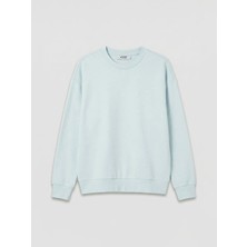 LC Waikiki Xsıde Mavi Bisiklet Yaka Baskılı Erkek Kalın Sweatshirt