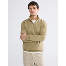 LC Waikiki Lcw Vision Haki Dik Yaka Erkek Sweatshirt