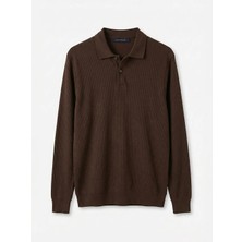 LC Waikiki Southblue Kahverengi Polo Yaka Erkek Sweatshirt