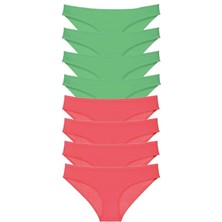 8 Adet Eko Set Likralı Kadın Slip Külot Yeşil Fuşya