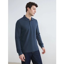 LC Waikiki Lcwaıkıkı Classic Lacivert Polo Yaka Erkek Sweatshirt