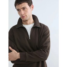 LC Waikiki Lcw Vision Kahverengi Dik Yaka Erkek Kalın Sweatshirt