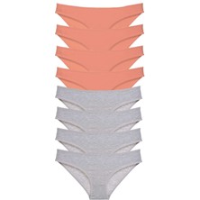 8 Adet Süper Eko Set Likralı Kadın Slip Külot Pudra Gri